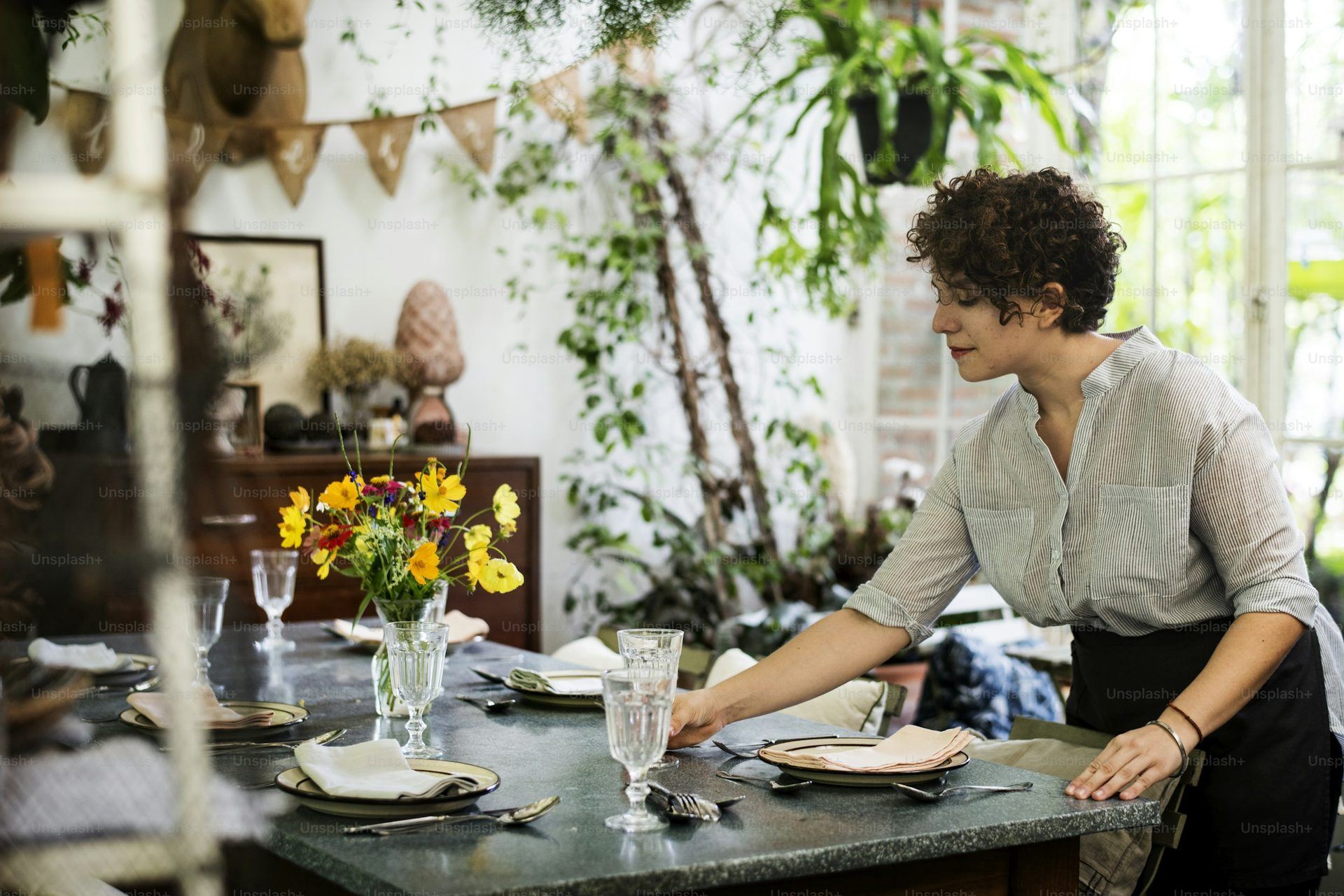 Setting the table in a hospitality setting